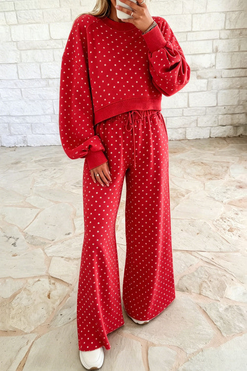 Polka dot flare pant set