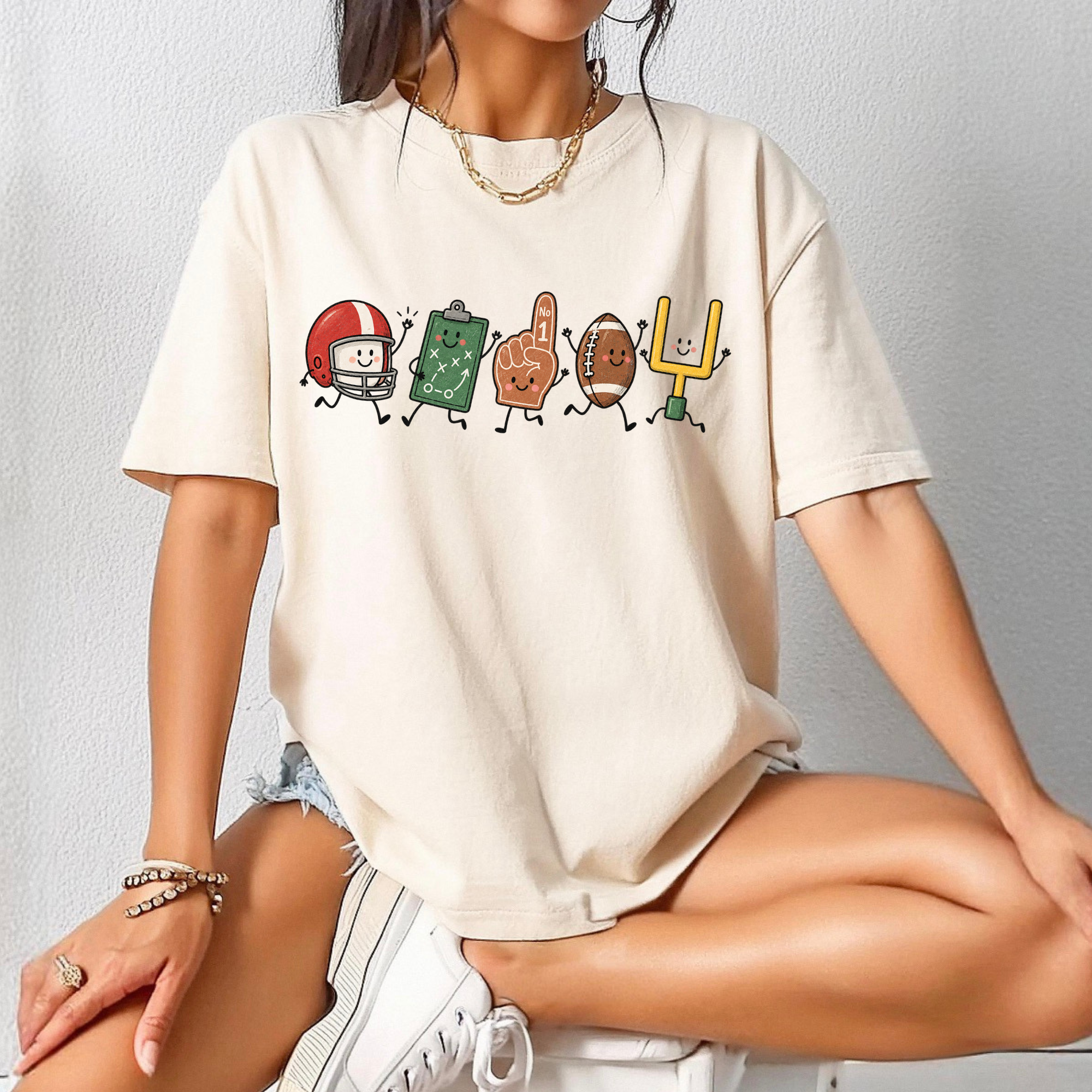 Game day doodle character tee